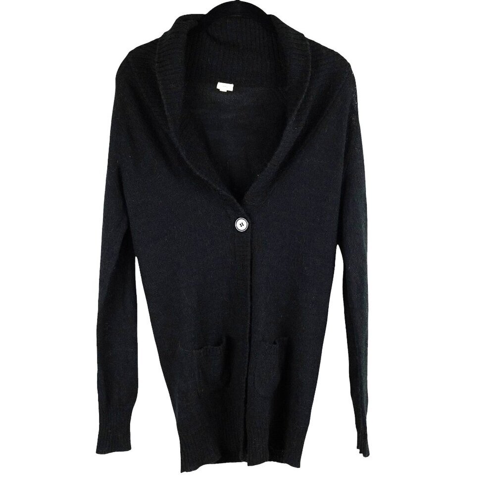 J. Crew Black Cardigan Alpaca Wool Blend Pockets Soft Size‎ S